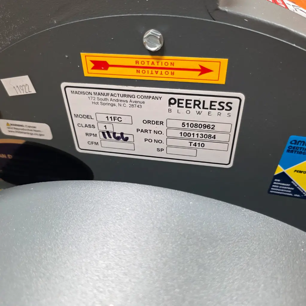 Peerless Blowers Air Handling Unit – 11FC