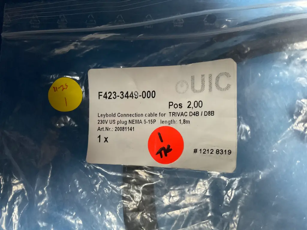 Leybold Connection Cable – CDU Vacuum Pump Cable