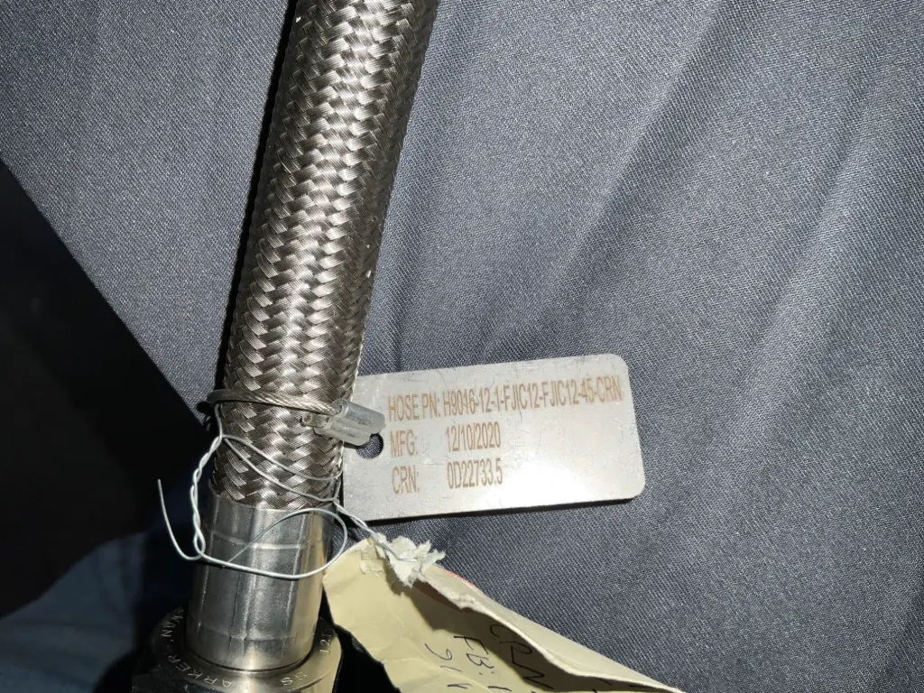 45" Stainless Braided Smoothbore PTFE Hose – 3/4" FJIC Ends