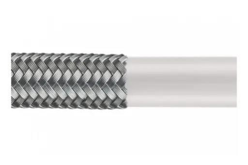 [PX-HSSP-026-06-6TF-6TF] 26" Stainless Braided Smoothbore PTFE Hose – 3/8" Tube Stub x Tube Stub