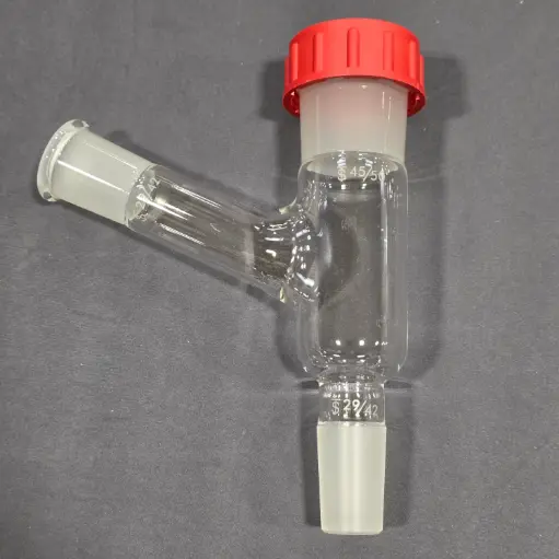 [LS-DR29-4529] Distillation Receiver Adapter (Angled 29/42 Outer Inlet, 45/50 Upper Rodaviss, 29/42 Inner Receiver, Extended)