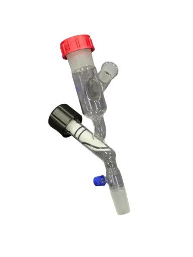 [LS-DR29-45V] Distillation Receiver Adapter (Angled 29/42 Outer Inlet, 45/50 Upper Rodaviss, 29/42 Inner Receiver, Large Quick-Opening Valve)