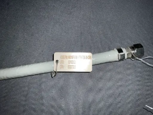 [PX-H9016FS-06-1-TS6-TS6-32-CRN-O] 32" Stainless Braided Smoothbore PTFE Hose – 3/8" Tube Stub Ends